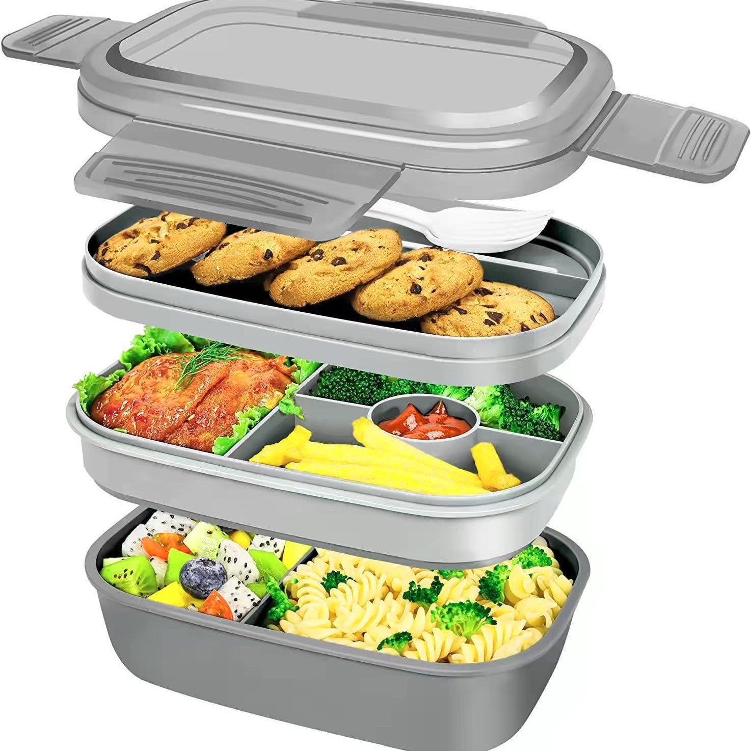 Bento Lunch Box for Kids & Adults, Leak-Proof, Microwave Safe, Compartment Food Container