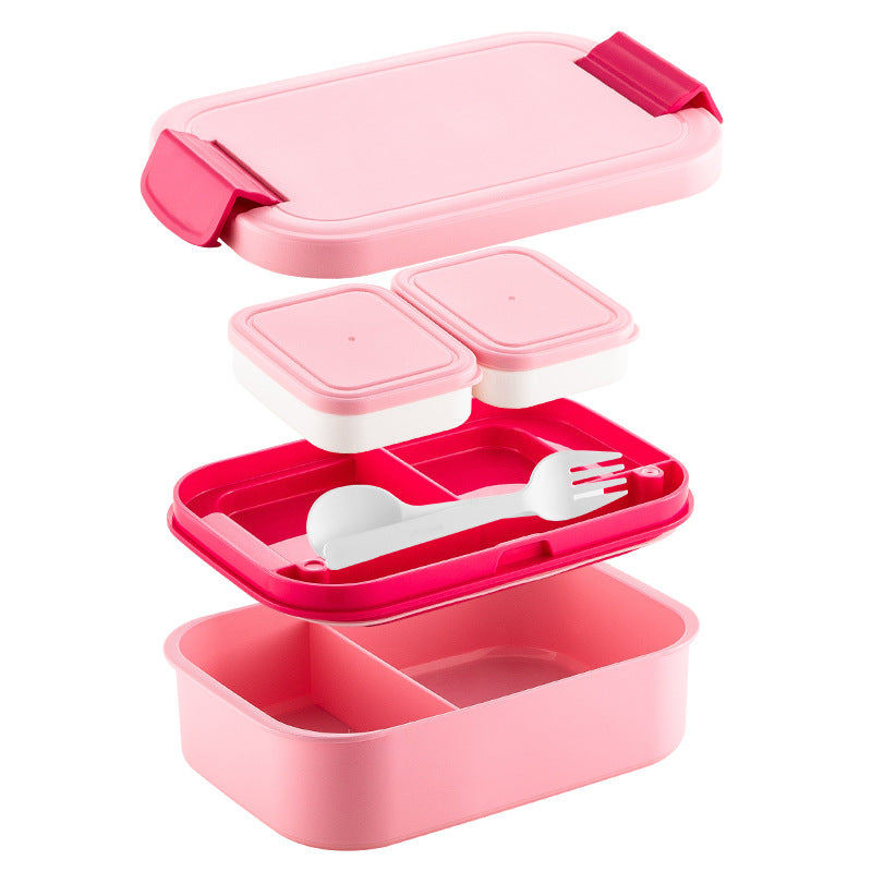 Double Layer Lunch Box with Compartments, Large Capacity, Microwave Safe Food Container