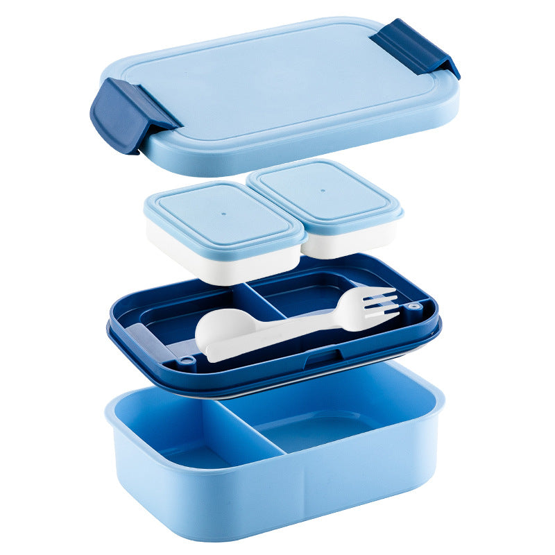 Double Layer Lunch Box with Compartments, Large Capacity, Microwave Safe Food Container