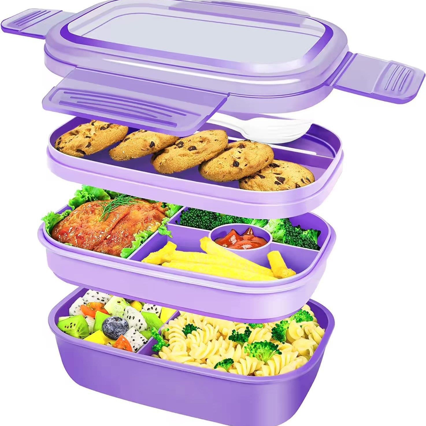 Bento Lunch Box for Kids & Adults, Leak-Proof, Microwave Safe, Compartment Food Container