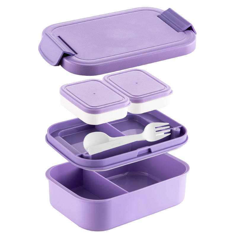 Double Layer Lunch Box with Compartments, Large Capacity, Microwave Safe Food Container