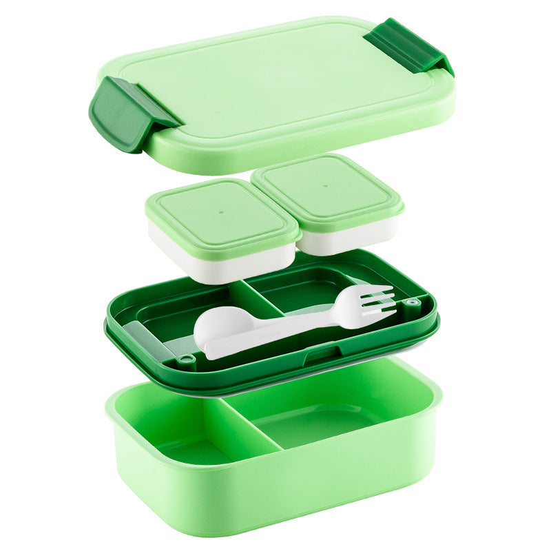 Double Layer Lunch Box with Compartments, Large Capacity, Microwave Safe Food Container