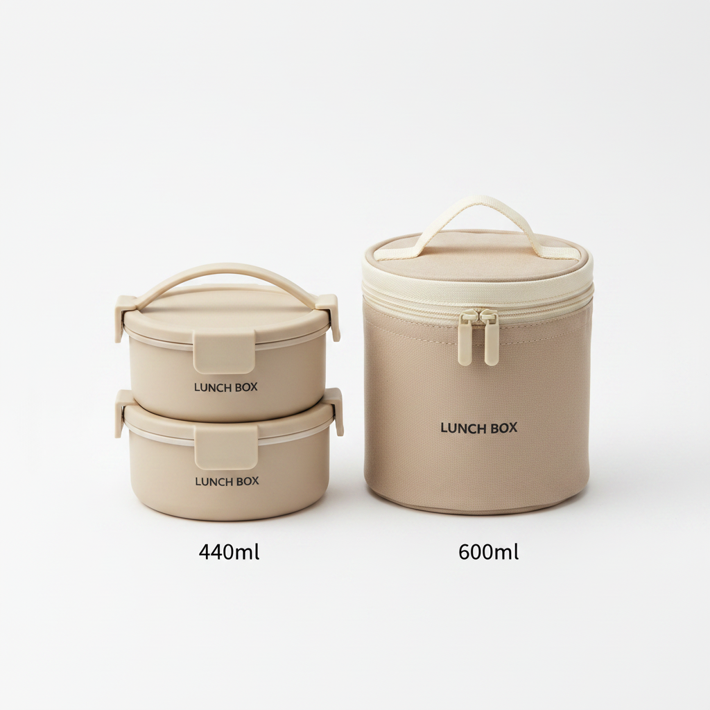Insulated Lunch Box Set - White Background